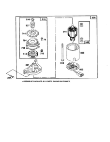 Motor-Starter Diagram and Parts List for 12F800-12F899 0821-0829-0873 Briggs and Stratton Engine
